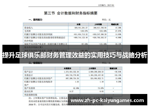 提升足球俱乐部财务管理效益的实用技巧与战略分析